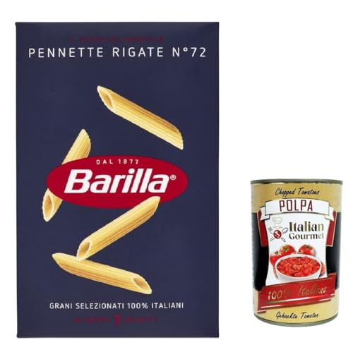 10x Pasta Barilla Pennette rigate Nr. 72, 100% italienisch Nudeln 500 g pack + Italian Gourmet polpa 400g von Italian Gourmet E.R.