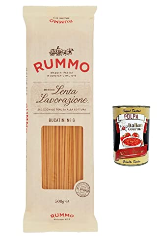 10x Rummo Bucatini N. 6 Hartweizengrieß Pasta Italienische Nudeln 500g Packung + Italian Gourmet Polpa di Pomodoro 400g Dose von Italian Gourmet E.R.