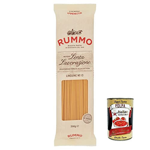 10x Rummo Linguine N. 13 Hartweizengrieß Pasta Italienische Nudeln 500g Packung + Italian Gourmet Polpa di Pomodoro 400g Dose von Italian Gourmet E.R.