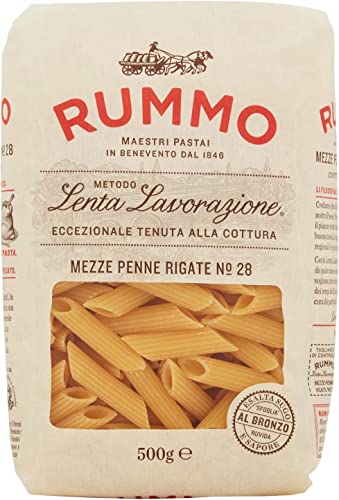 10x Rummo Mezze Penne Rigate N. 28 Hartweizengrieß Pasta Italienische Nudeln 500g Packung + Italian Gourmet Polpa di Pomodoro 400g Dose von Italian Gourmet E.R.