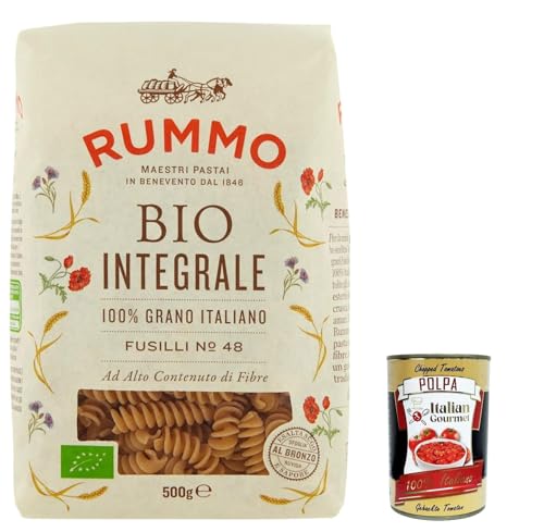 10x Rummo Pasta Integrale Fusilli N. 48, Vollkornnudeln Nudeln Vollkorn Italienische Pasta 500g + Italian Gourmet polpa 400g von Italian Gourmet E.R.