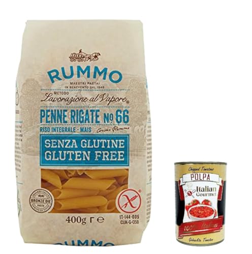 10x Rummo Pasta Penne rigate n. 66 senza Glutine, gluten free, 100% italienische Pasta nudeln glutenfrei 400g + Italian Gourmet polpa 400g von Italian Gourmet E.R.