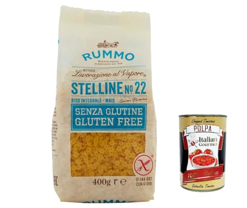 10x Rummo Pasta Stelline n. 22 senza Glutine, gluten free, 100% italienische Pasta nudeln glutenfrei 400g + Italian Gourmet polpa 400g von Italian Gourmet E.R.