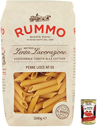 10x Rummo Penne Lisce N. 59 Hartweizengrieß Pasta Italienische Nudeln 500g Packung + Italian Gourmet Polpa di Pomodoro 400g Dose von Italian Gourmet E.R.