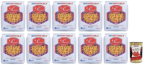 10x Russo Ditalini N°112 Hartweizengrieß Pasta,100% Italienischer Weizen,500g-Packung + Italian Gourmet Polpa di Pomodoro 400g Dose von Italian Gourmet E.R.