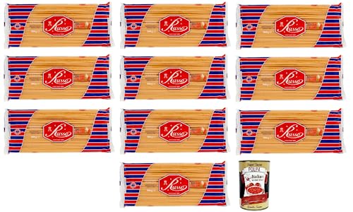 10x Russo Mezzanelli N°79 Hartweizengrieß Pasta,100% Italienischer Weizen,500g-Packung + Italian Gourmet Polpa di Pomodoro 400g Dose von Italian Gourmet E.R.