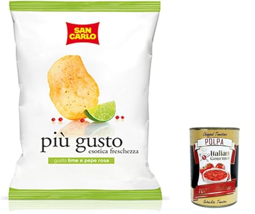 10x San Carlo più gusto Limette & rosa Pfeffer Chips Kartoffelchips gesalzen 50g + Italian Gourmet polpa 400g von Italian Gourmet E.R.