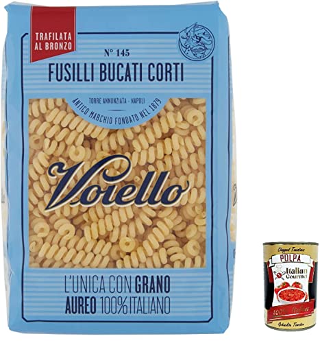 10x Voiello Pasta Fusilli bucati corti Nudeln 100 % italienische N145, 500g + Italian Gourmet Polpa 400g von Italian Gourmet E.R.