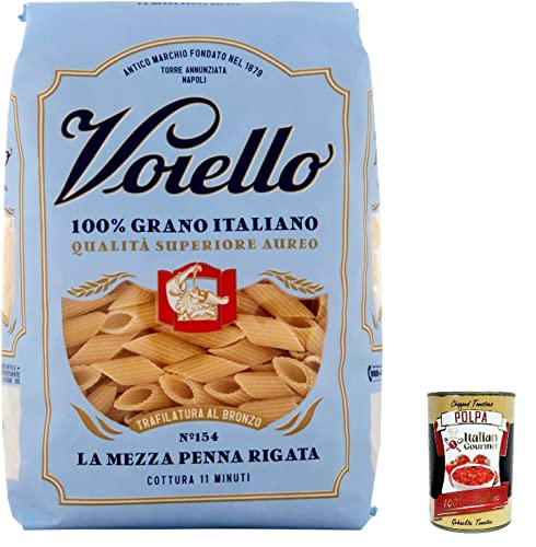 10x Voiello Pasta Mezze Penne Rigate Nudeln 100 % italienische N 154 500g + Italian Gourmet Polpa 400g von Italian Gourmet E.R.
