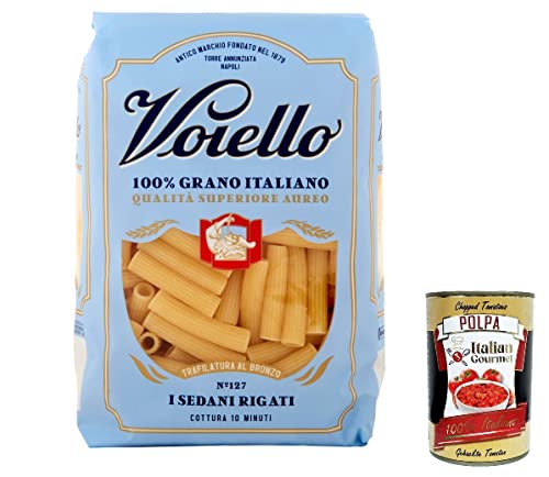 10x Voiello Pasta Sedani Rigati Nudeln 100 % italienische N 127 500g + Italian Gourmet Polpa 400g von Italian Gourmet E.R.