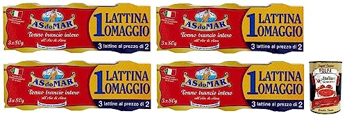 12x AS do MAR Tonno Trancio Intero all'Olio di Oliva,Ganzes Scheibe Thunfisch in Olivenöl,außergewöhnliche Kompaktheit,80g Dose + Italian Gourmet Polpa di Pomodoro 400g Dose 12x AS do MAR Tonno Trancio Intero all'Olio di Oliva,Ganzes Scheibe Thunfisch in Olivenöl,außergewöhnliche Kompaktheit,80g Dose + Italian Gourmet Polpa di Pomodoro 400g Dose von Italian Gourmet E.R.