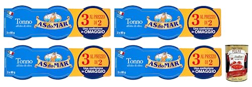 12x AS do MAR Tonno all'Olio di Oliva,Thunfisch in Olivenöl,ideal in jedem Rezept,80g Dose + Italian Gourmet Polpa di Pomodoro 400g Dose von Italian Gourmet E.R.