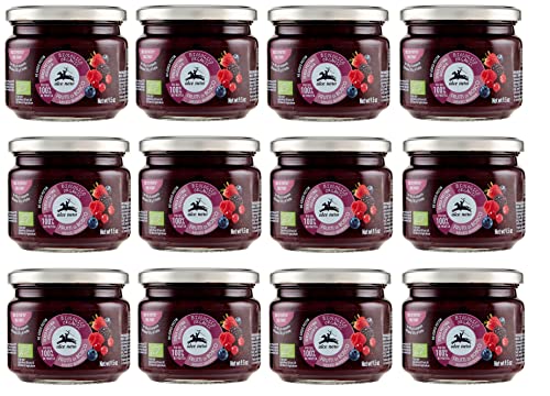 12x Alce Nero Composta di Frutti di Bosco Biologica Bio Kompott von Beeren mit Bio-Erdbeeren, Brombeeren, Heidelbeeren, roten Johannisbeeren und Himbeeren 270g von Italian Gourmet E.R.