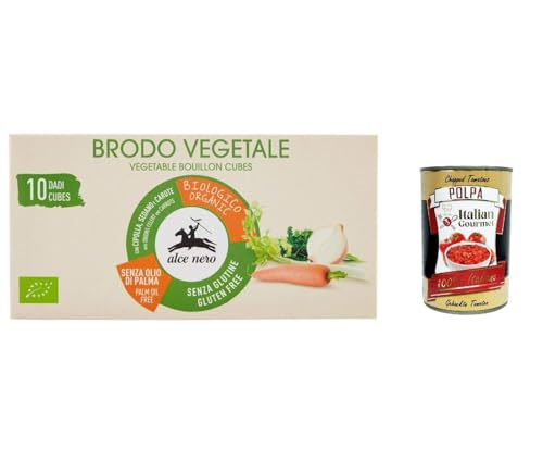 12x Alce Nero veggie dado brodo vefetale Vegetarisch Suppenwürfel Brühe reich an Geschmack 10 pz + Italian Gourmet polpa 400g von Italian Gourmet E.R.