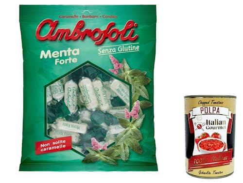 12x Ambrosoli Caramelle Menta Forte, Münzbonbons sweets 150g + Italian Gourmet polpa 400g von Italian Gourmet E.R.