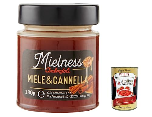 12x Ambrosoli Mielnsess Miele e cannella, Blumenhonig mit Zimtextrakt, 180g + italian Gourmet polpa 400g von Italian Gourmet E.R.