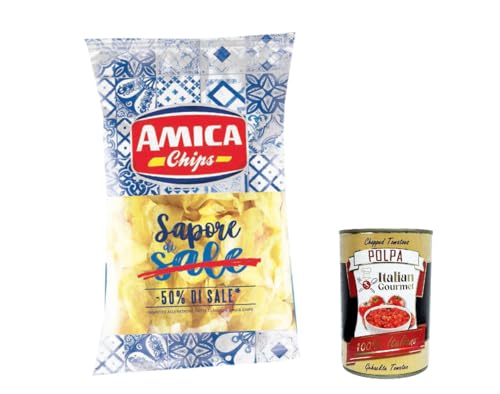 12x Amica Chips Patatine Sapori di Sale 175g, Kartoffelchips -50% des Salzes + Italian gourmet polpa 400g von Italian Gourmet E.R.