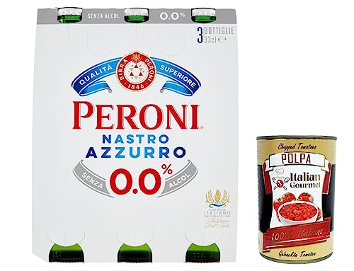 12x BIRRA Peroni Nastro azzurro zero alkoholfrei Flaschen Bier 0% Alk. 0,33l Flasche + Italian Gourmet polpa 400g von Italian Gourmet E.R.