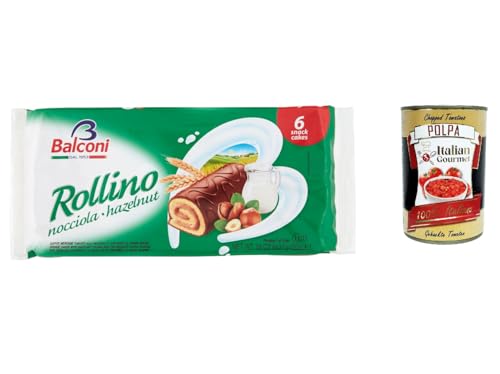 12x Balconi Rollino Nocciola Mini Kuchen mit Haselnusscreme mit Schokolade überzogen 222g + Italian gourmet polpa 400g von Italian Gourmet E.R.