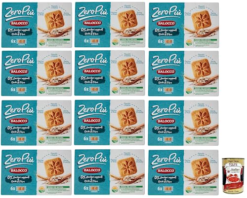 12x Balocco Zero Più Biscotti Ohne Zuckerzusatz,Kekse mit Reismehl, Haferflocken und Extra Crunchy,Packung mit 230g + Italian Gourmet Polpa di Pomodoro 400g Dose von Italian Gourmet E.R.