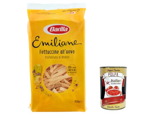 12x Barilla Pasta all' Uovo Le Emiliane Fettuccine, Eiernudeln, Pasta mit Ei 250g + Italian Gourmet polpa 400g von Italian Gourmet E.R.