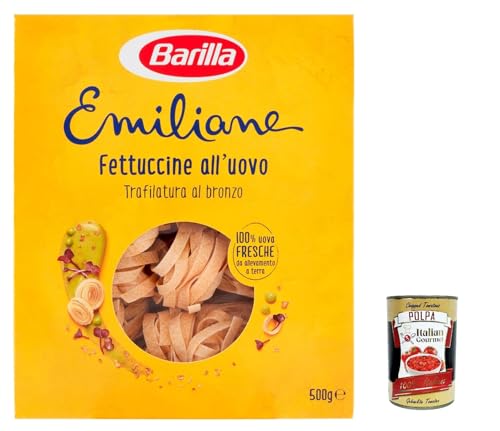 12x Barilla Pasta all' Uovo Le Emiliane Fettuccine, Eiernudeln, Pasta mit Ei 500g + Italian Gourmet polpa 400g von Italian Gourmet E.R.