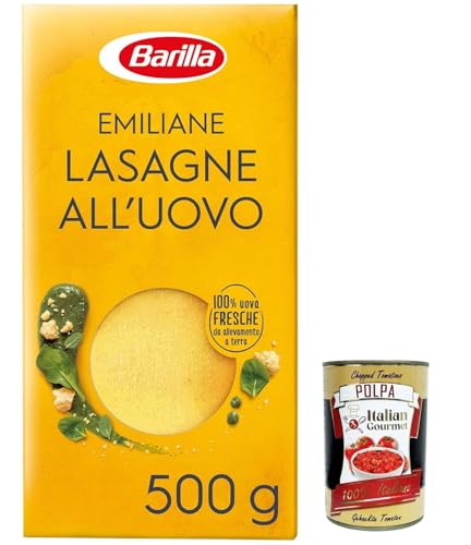 12x Barilla Pasta all' Uovo Le Emiliane Lasagne, Eiernudeln, Pasta mit Ei 500g + Italian Gourmet polpa 400g von Italian Gourmet E.R.
