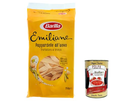 12x Barilla Pasta all' Uovo Le Emiliane Pappardelle, Eiernudeln, Pasta mit Ei 250g + Italian Gourmet polpa 400g von Italian Gourmet E.R.