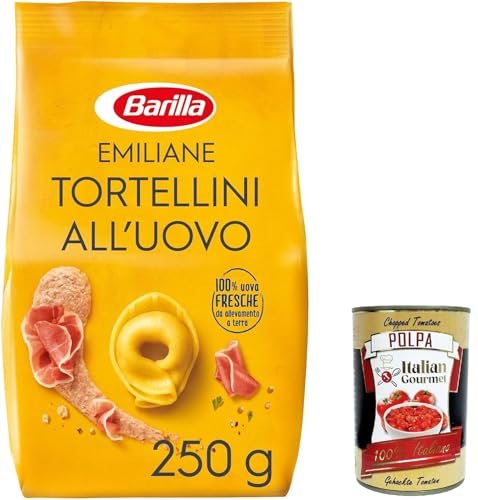 12x Barilla Pasta all' Uovo Le Emiliane Tortellini con Prosciutto Crudo, Eiernudeln, Pasta mit Ei 250g + Italian Gourmet polpa 400g von Italian Gourmet E.R.