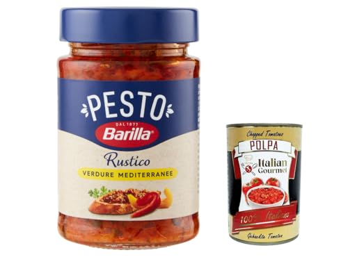 12x Pesto Rustico Mediterraneo 200g Glutenfreie Italienische Pasta-Sauce mit Zucchini Paprika und Tomaten, vegane / vegetarische Pesto für Brot und Bruschetta 200g + Italian Gourmet polpa 400g 12x Pesto Rustico Mediterraneo 200g Glutenfreie Italienische Pasta-Sauce mit Zucchini Paprika und Tomaten, vegane / vegetarische Pesto für Brot und Bruschetta 200g + Italian Gourmet polpa 400g von Italian Gourmet E.R.