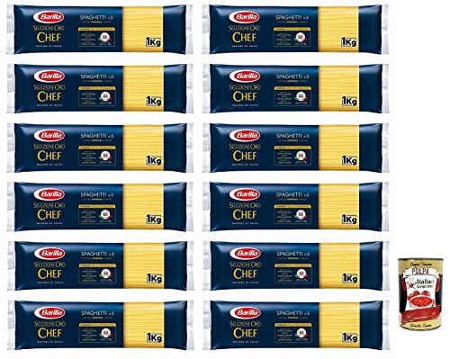 12x Barilla Selezione Oro Chef Spaghetti n.5,Hartweizengrieß Pasta,100% italienisches Getreide,Packung mit 1kg + Italian Gourmet Polpa di Pomodoro 400g Dose 12x Barilla Selezione Oro Chef Spaghetti n.5,Hartweizengrieß Pasta,100% italienisches Getreide,Packung mit 1kg + Italian Gourmet Polpa di Pomodoro 400g Dose von Italian Gourmet E.R.