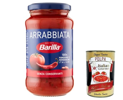 12x Barilla Sugo Arrabbiata, Sauce mit Tomaten und italienischem Paprika, glutenfreier, hergestellter Sauce und ohne zusätzliche Konservierungsmittel, 400 g + Italian Gourmet polpa 400g von Italian Gourmet E.R.