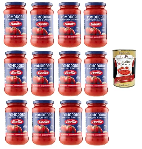 12x Barilla Sugo Pomodoro e Datterini, Sauce mit 100% italienischen Tomaten, Sauce für Pasta 400g + Italian Gourmet polpa 400g von Italian Gourmet E.R.