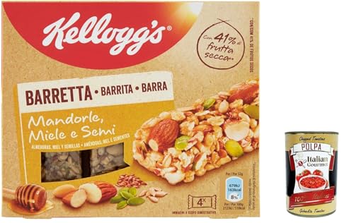 12x Barretta Kellogg’s Mandorle Miele e Semi, Müsliriegel mit Honig und Samen Mandeln 128g + Italian Gourmet polpa 400g von Italian Gourmet E.R.