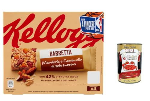 12x Barretta Kellogg’s Mandorle e Caramello al Sale Marino, Müsliriegel mit Mandeln und Meersalzkaramell 128g + Italian Gourmet polpa 400g von Italian Gourmet E.R.