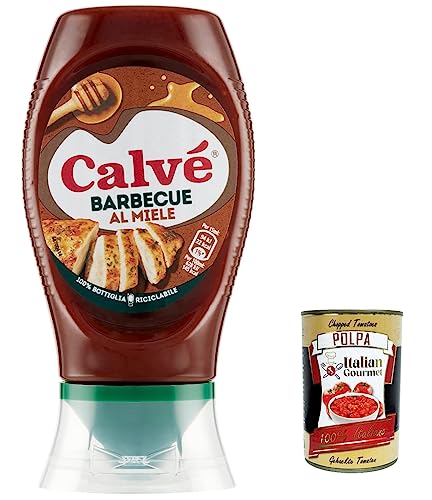 12x Calvé Salsa Barbeque al Miele BBQ -Sauce mit Honig, ideal für weißes Fleisch mit einem intensiveren Geschmack 250ml + Italian Gourmet polpa 400g von Italian Gourmet E.R.