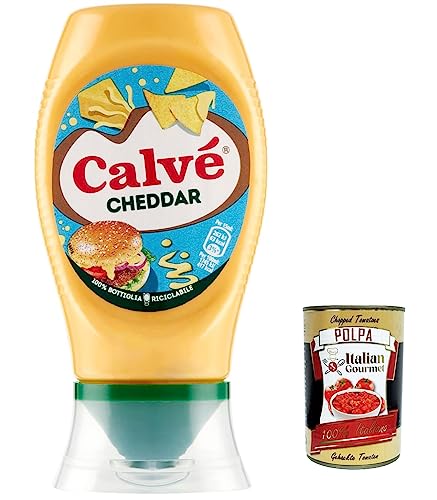 12x Calvé Salsa Cheddar, mit hochwertigen Zutaten, ideal für Hamburger und Chips, Nachos, 250 ml + Italian Gourmet polpa 400g von Italian Gourmet E.R.