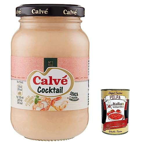 12x Calvè Salsa Cocktail, Cocktailsauce mit Tomatengeschmack, ideal zu Garnelen, Garnelen und Salaten, 225 ml + Italian Gourmet polpa 400g von Italian Gourmet E.R.