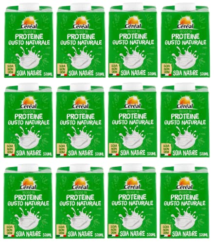 12x Céréal Soia Nature Reich an Proteinen,100% Pflanzlicher Getränke,auf Basis italienischer Soja 500ml + Italian Gourmet Polpa di Pomodoro 400g Dose von Italian Gourmet E.R.