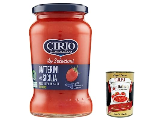 12x Cirio Le Selezioni Datterini Di Sicilia Rossi Interi In Salsa Biologici, Datterini Tomaten 350 G + Italian Gourmet polpa 400g von Italian Gourmet E.R.