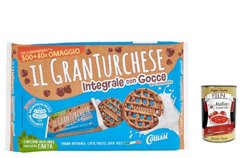 12x Colussi Granturchese Con Farina Integrale e Gocce di Cioccolato mit Vollkornmehl und Schokoladenstückchen Kekse cookie Kleingebäck 340g + Italian Gourmet polpa 400g von Italian Gourmet E.R.