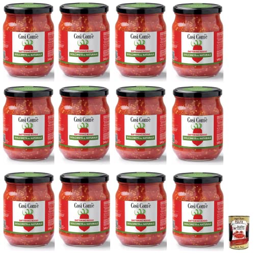 12x Così Com'è Datterino Rosso Dolcimetà al Naturale,Natürliche Rote Datterino-Tomate Halbiert,Italienische Tomaten,540g Glas + Italian Gourmet Polpa di Pomodoro 400g Dose von Italian Gourmet E.R.