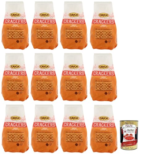 12x Crich Crackers Salati,Gesalzen Snack,Ballaststoffreiche,Cracker mit Salzkörnern und Sauerteig 750g + Italian Gourmet Polpa di Pomodoro 400g Dose 12x Crich Crackers Salati,Gesalzen Snack,Ballaststoffreiche,Cracker mit Salzkörnern und Sauerteig 750g + Italian Gourmet Polpa di Pomodoro 400g Dose von Italian Gourmet E.R.