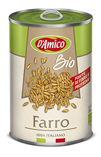 12x D'Amico Farro Bio-Dinkel Natürlich Gekocht Italienischer Herkunft nur 3 Zutaten Wasser, Dinkel und Salz Ballaststoff- und Proteinquelle 400g Dose von Italian Gourmet E.R.