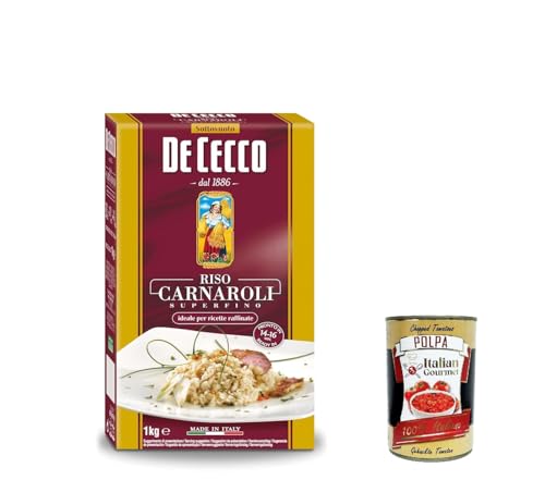 12x De Cecco Riso Carnaroli Superfino - Mittelkorn-Reis für Risotto, 1000gr+ Italian Gourmet polpa 400g von Italian Gourmet E.R.