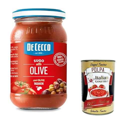 12x De Cecco Sugo con Olive pastasauce tomatensauce mit Oliven 200g aus italien pasta + Italian Gourmet polpa 400g von Italian Gourmet E.R.