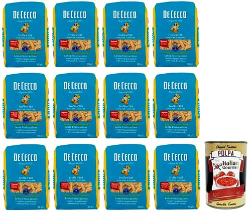 12x De Cecco Trofie N°188 Hartweizengrieß Pasta,Italienischer Weizen,500g-Packung + Italian Gourmet Polpa di Pomodoro 400g Dose von Italian Gourmet E.R.