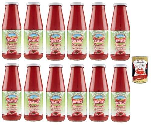 12x Divella Delizie Campagnole Passata di Pomodoro Tomatenpaste Tomaten sauce 100% Italienisch 680g + Italian Gourmet Polpa 400g von Italian Gourmet E.R.