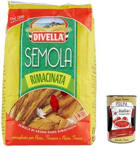 12x Divella Semola Di Grano Duro Rimacinata Hartweizengries 1kg + Italian Gourmet polpa 400g von Italian Gourmet E.R.