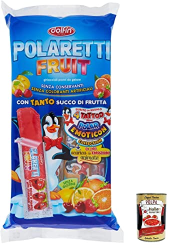 12x Dolfin - Polaretti Fruit, Eis am Stiel zum Einfrieren mit Fruchtgeschmack 400 ml + Italian gourmet polpa 400g von Italian Gourmet E.R.